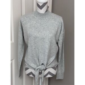 LOFT light gray tie front sweater